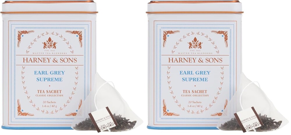 Harney & Sons Earl Grey Supreme, Black Tea, 20 Sachets (Pack of 2)