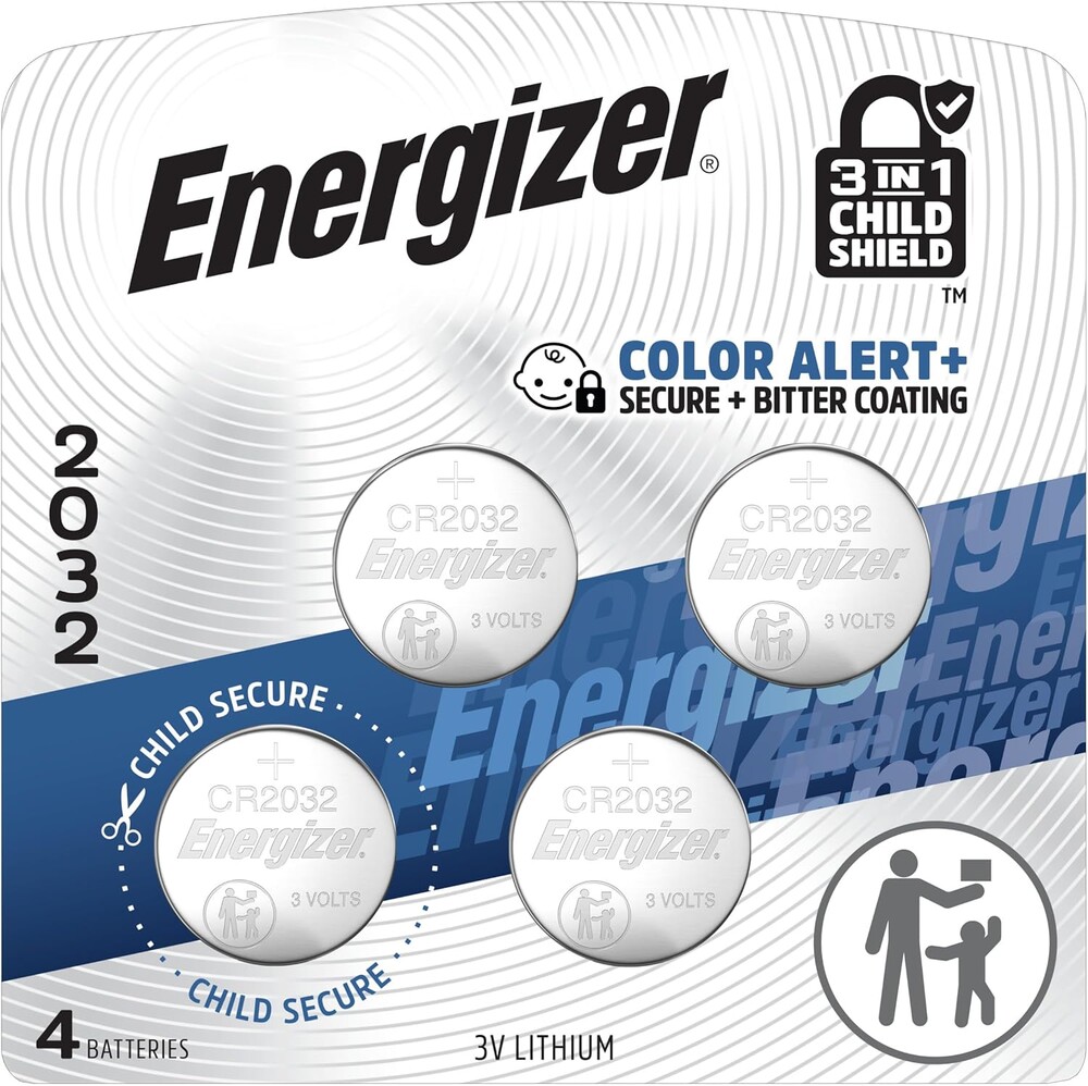 Energizer 2032 Batteries (4 Pack), 3V Lithium Coin Batteries