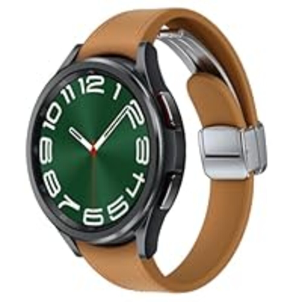 SAMSUNG Galaxy Watch 6 Bespoke Edition 47mm Exclusive Bluetooth Smartwatch, Health, Fitness, Sleep, HR Tracker, Improved Battery, Sapphire Crystal Glass, US Version, Black D-Buckle Band, Hybrid Camel