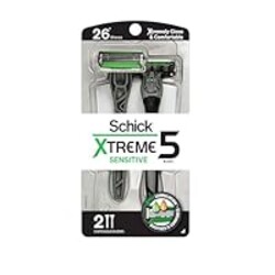 Schick Xtreme 5 Blade Disposable Razors for Men, 2 ct, Men's Sensitive Skin Razor Pack, Protects Skin from Irritation