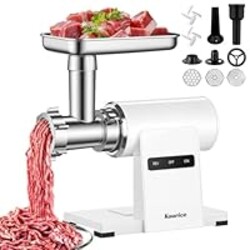Kourice Meat Grinder, Electric Meat Grinder with Sausage Stuffer Maker & Kubbe Kit, Metal-Body Meat Mincer with 3 Stainless Steel Grinding Plates & 2 Blades for Home Kitchen Using