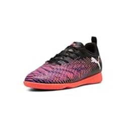 Puma, Unisex-Child, Future 8 Play Indoor Training Soccer Shoes, Puma Black-Puma White-Glowing Red, Big Kid 9