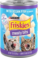 Purina Friskies Meaty Bits with Ocean Fish in Sauce Multi Cat Wet Cat Food - 13.5 Ounces (Pack of 12)