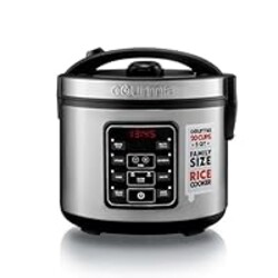 Gourmia Rice Cooker – 5 Qt Capacity, 20 Cup Cooked, 10 Cup Uncooked, Digital Controls, 6 Cooking Presets, Grain Cooker & Steamer, Nonstick Pot, Steam Tray, Delay Timer, Keep Warm, Stainless Steel