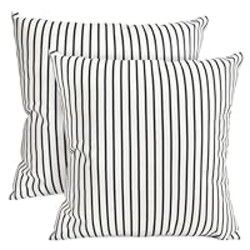 RYSMIYOU Decorative Throw Pillow Covers Set of 2 Black Striped Pillow Covers 16x16 Inch Throw Pillow Cover Linen Pillowcase Modern Farmhouse Outdoor Pillow Covers for Couch Sofa Bed Living Room