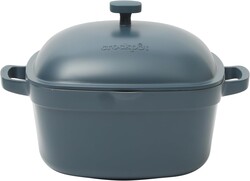 Crock-Pot Northvale Cast Aluminum Lightweight Durable 5.2 Quart Heavy Duty Dutch Oven Pot With Lid, Oven Safe, Dual Handles - Matte Blue