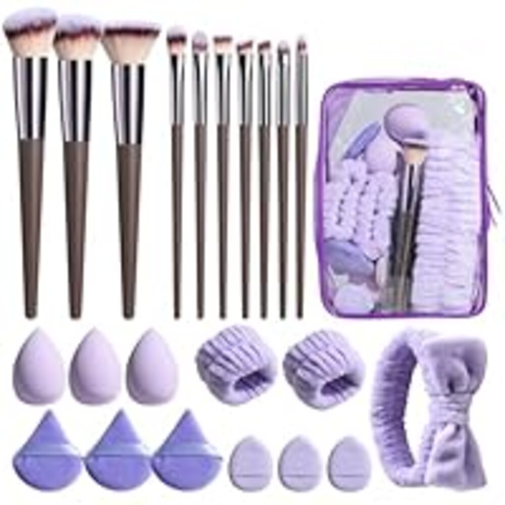 BS-MALL Makeup Brushes Set 23 Pcs with Finger Sponge – Essential Tools,travel set