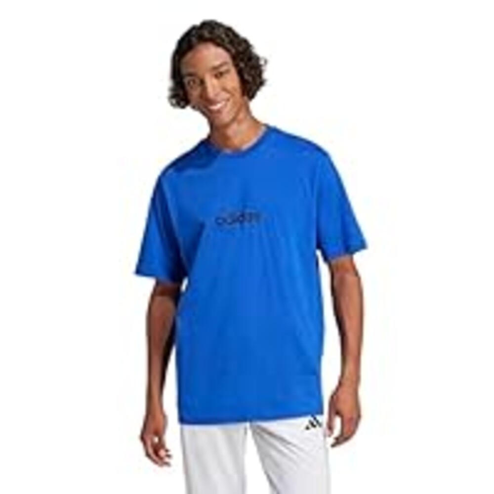 Adidas Men's Essentials Linear Sportswear Sportswear T-Shirt, Team Royal Blue/Black, Small