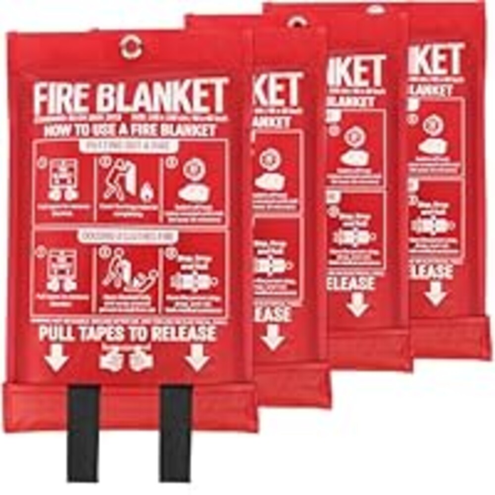 MIMEAQIER Emergency Fire Blanket 4 Pack 40"x40", Essential Fire Safety Blanket for Kitchen Home Garage Car Camping