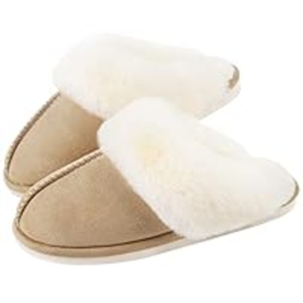 Parlovable Women's Memory Foam Slippers - Cloud-Like Comfort for Hard Floors, Ultra-Soft Machine Washable Indoor Outdoor House Shoes with Non-Slip Sole, Beige 9-10