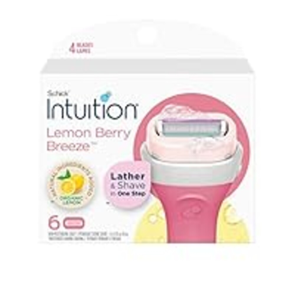 Schick Intuition Refill, Lemon Berry Breeze Razors for Women | Intuition Razor Blades Refill with Organic Lemon, 6 Count Razor Refills