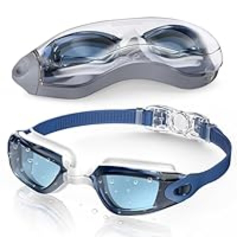 Aegend Swim Goggles, Swimming Goggles No Leaking Full Protection Adult Men Women Youth, Blue-white