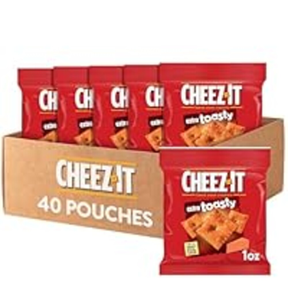 Cheez-It Cheese Crackers, Baked Snack Crackers, Single Serve, Extra Toasty (40 Pouches)