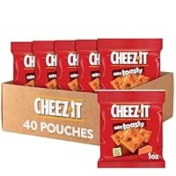 Cheez-It Cheese Crackers, Baked Snack Crackers, Single Serve, Extra Toasty (40 Pouches)