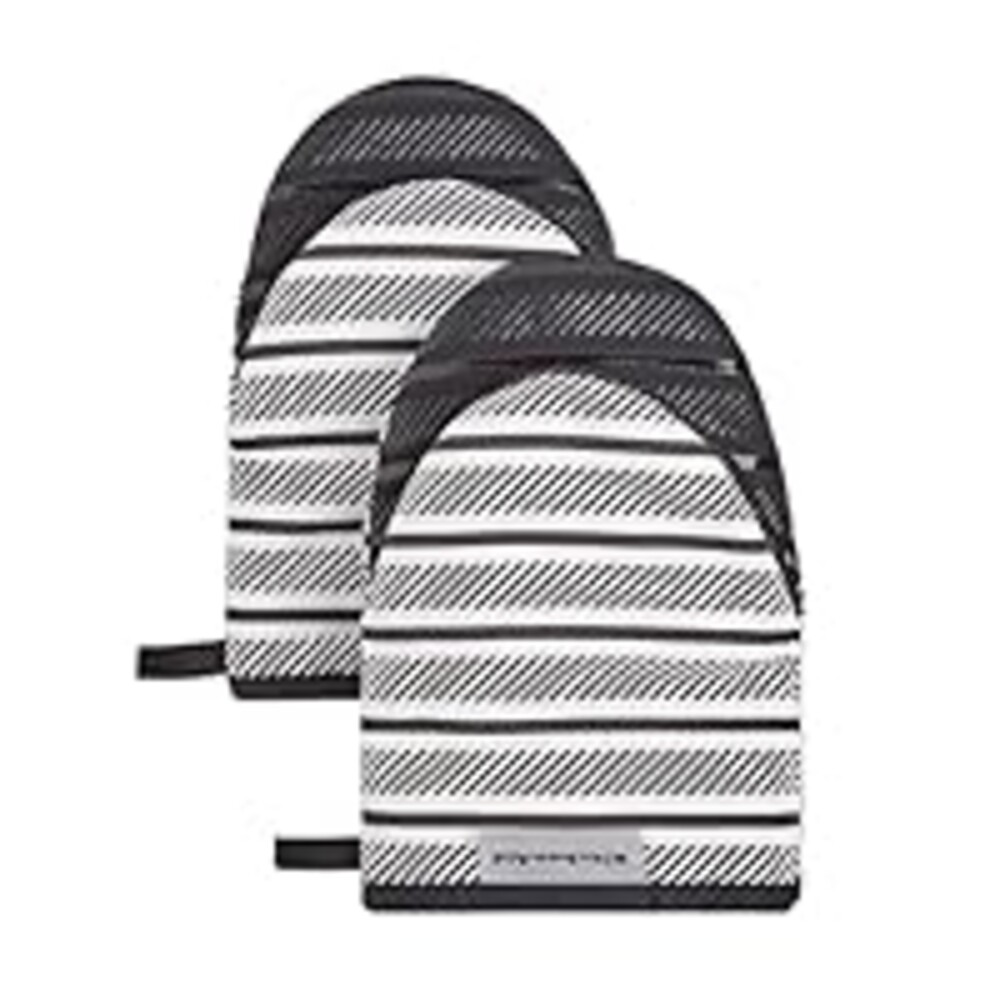 KITCHENAID Albany Mini Oven Mitt 2-Pack Set, Matte Black, 5.5"x8"