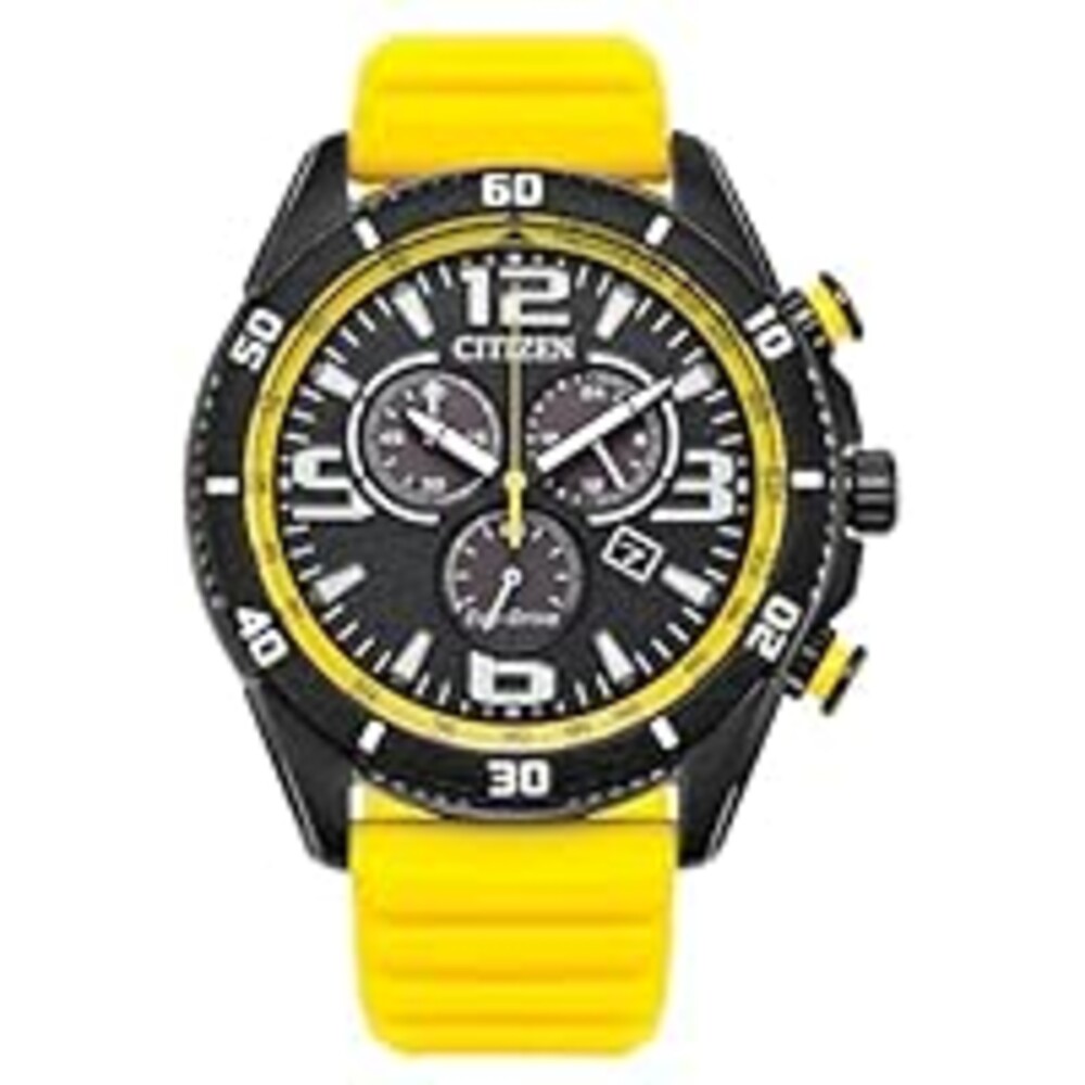 Citizen Men's Eco-Drive Sport Casual Brycen Watch, Yellow Silicone Strap, Chronograph (Model: AT2585-08E)