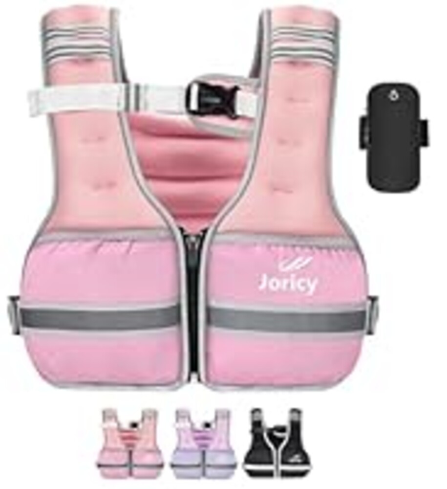 Weighted Vest Woman Men 16lbs Weight Vest Zipper Front Rucking Vests With Reflective Strips for Walking Running Workout Strength Training Weight Loss Women Pink