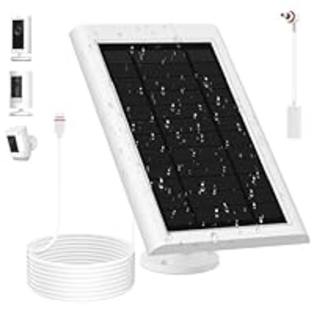 Solar Panel for Ring Camera(2nd Generation) Dustproof Waterproof 5W Solar Panel with 10FT/3M Long Cable for Stick Up & Pro Spotlight Cam Battery for Security Camera 1 Pack