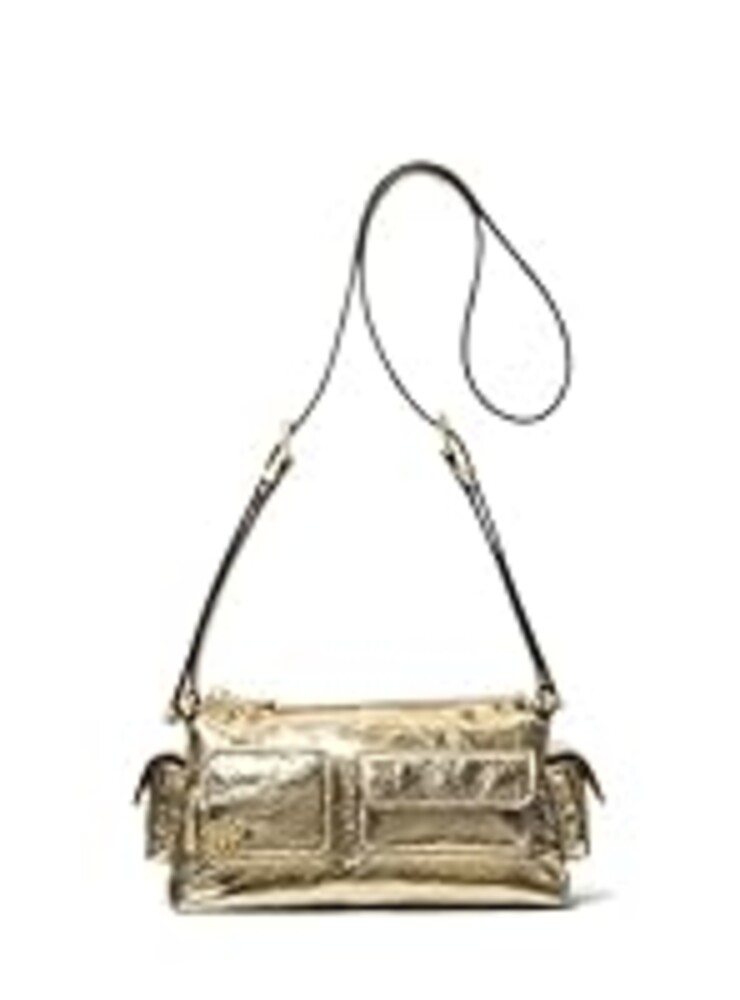Michael Kors Dakota Small Convertible Pocket Crossbody Bag, Gold-Tone Hardware/Metallic Volare Leather/Pale Gold