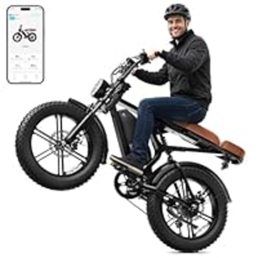 SISIGAD Electric Bike for Adults, Peak 1500W Motor Ebike, 30 MPH 65 Miles, Fat Tire 20" Retro E Bike, 48V 15Ah Removable Battery, 7-Speed for City Commuting, Off-Roading, Mountain, UL 2849 Certified