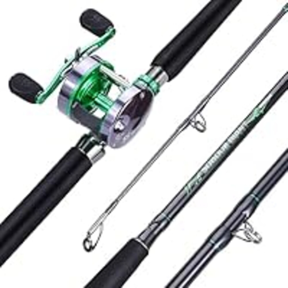 Sougayilang Catfish Baitcast Reel and Fishing Rod Combo, Conventional Fishing Wheel & 2pcs Catfish Casting Rod,Comfortable EVA Non-Slip Grips,Aluminum Reel Seat for Big Saltwater Game