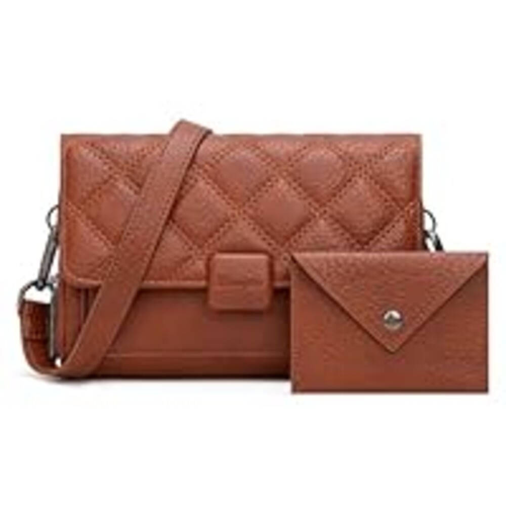 Wrangler Flap Crossbody Bags for Women Quilted Shoulder Purse and Double Zipper Clutch Purse with Card Holder WG118-30012BR