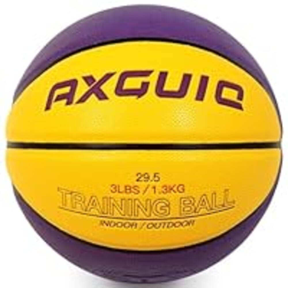AXGUIQ 3LBS Weighted Heavy Basketball 29.5" Training Equipment for in& Outdoor Improving Dribble Up Handling Dribbling, Passing&Rebounding Skills Weighted Training Basketball (Deflated,Size 7)