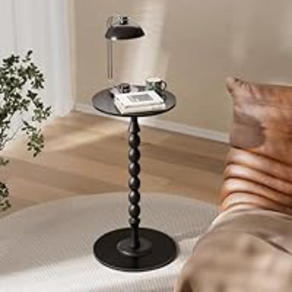 InnJoey Side Table- Narrow Side Table, Small End Table, Black Luxury Living Room Side Tables for Small Spaces for Living Room, Bedroom, Bathroom, Corners and Office