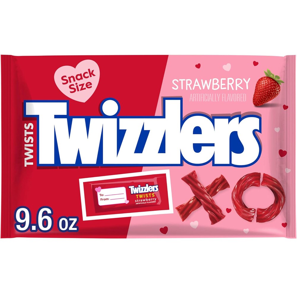 TWIZZLERS Twists Strawberry Flavored Candy, Valentine's, 9.6 oz Bag