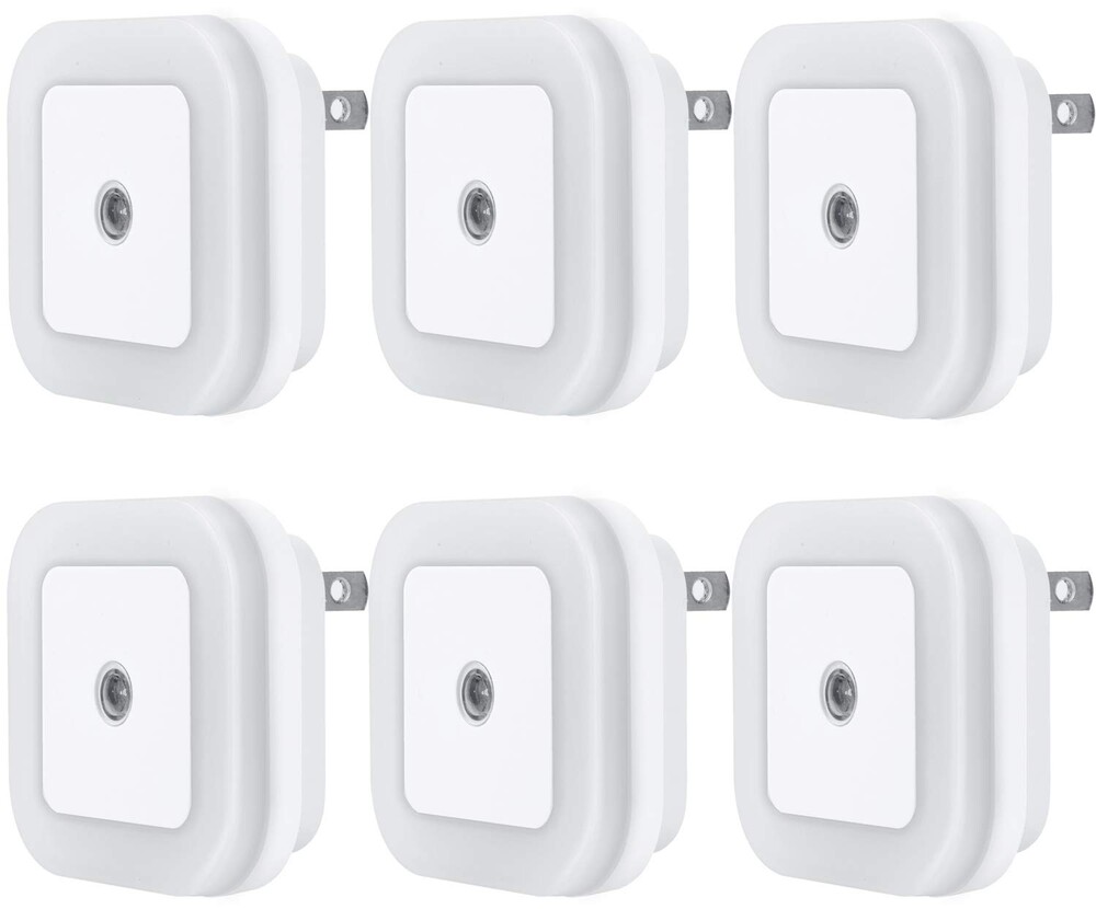 Uigos LED Night Light Lamp with Smart Sensor Dusk to Dawn Sensor, Daylight White, 0.5W Plug-in, 6-Pack