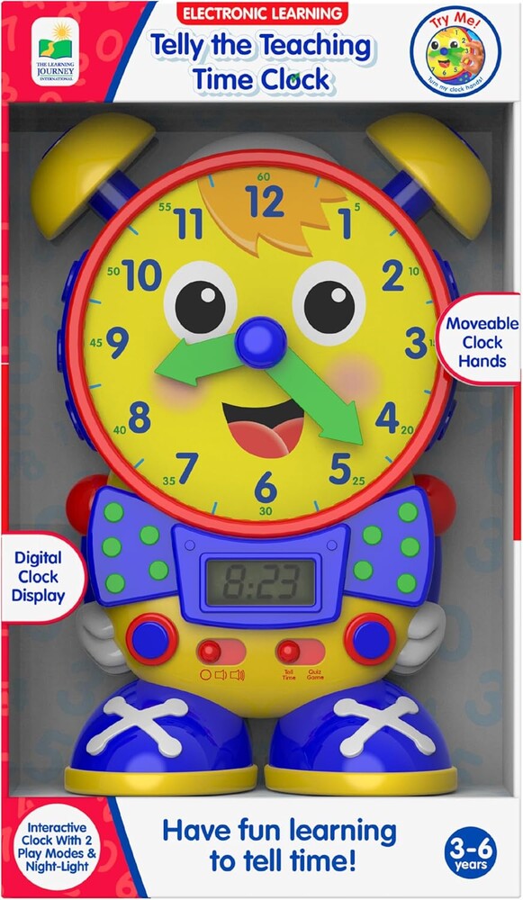 The Learning Journey Telly The Teaching Time Clock – Interactive Analog & Digital Time Learning Toy – Educational Toddler Clock for Ages 3+ – Award-Winning