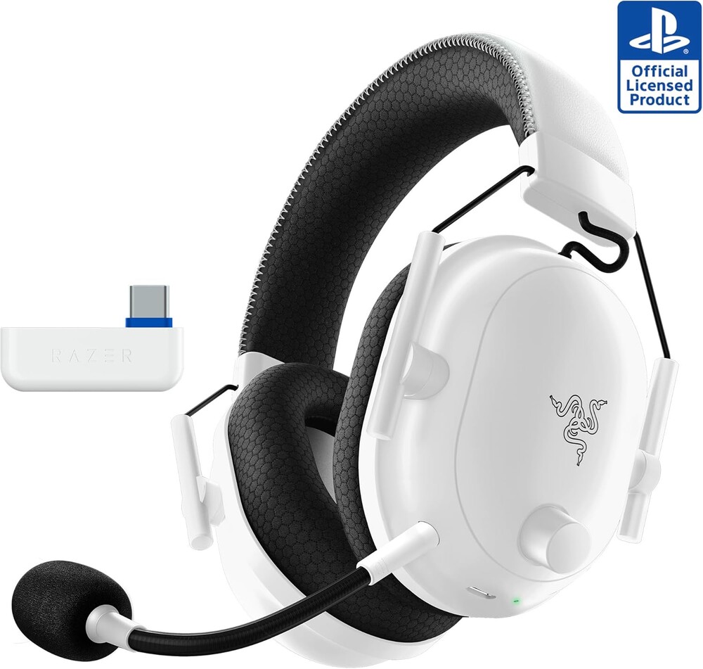 Razer BlackShark V2 Pro Wireless PlayStation Gaming Headset: 50mm Drivers - Super Wideband Mic - Noise Isolating Earcups - For PS5, Nintendo Switch 2, PC, Mac - Bluetooth, USB-C - 70hr Battery - White