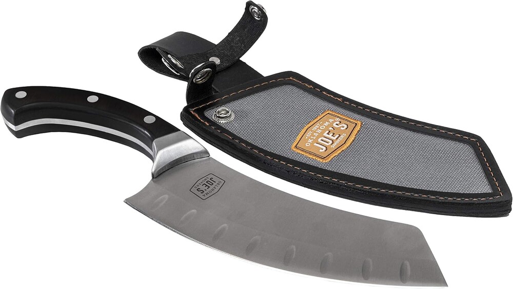 Oklahoma Joe's Blacksmith Cleaver & Chef Knife with Holster,Silver/Black