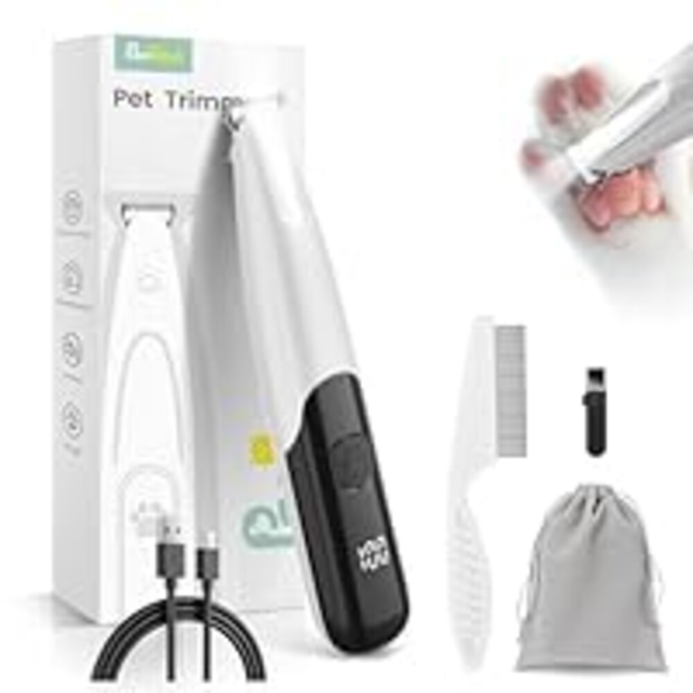 PAPMINI Dog Paw Trimmer with LED Light, 35dB Low Noise Paw Trimmers for Dog's Feet, 2 Speed Safety Electric Dog Clippers for Grooming, Rechargeable Cat Shaver for Paws, Ears, Face, Rump (White)