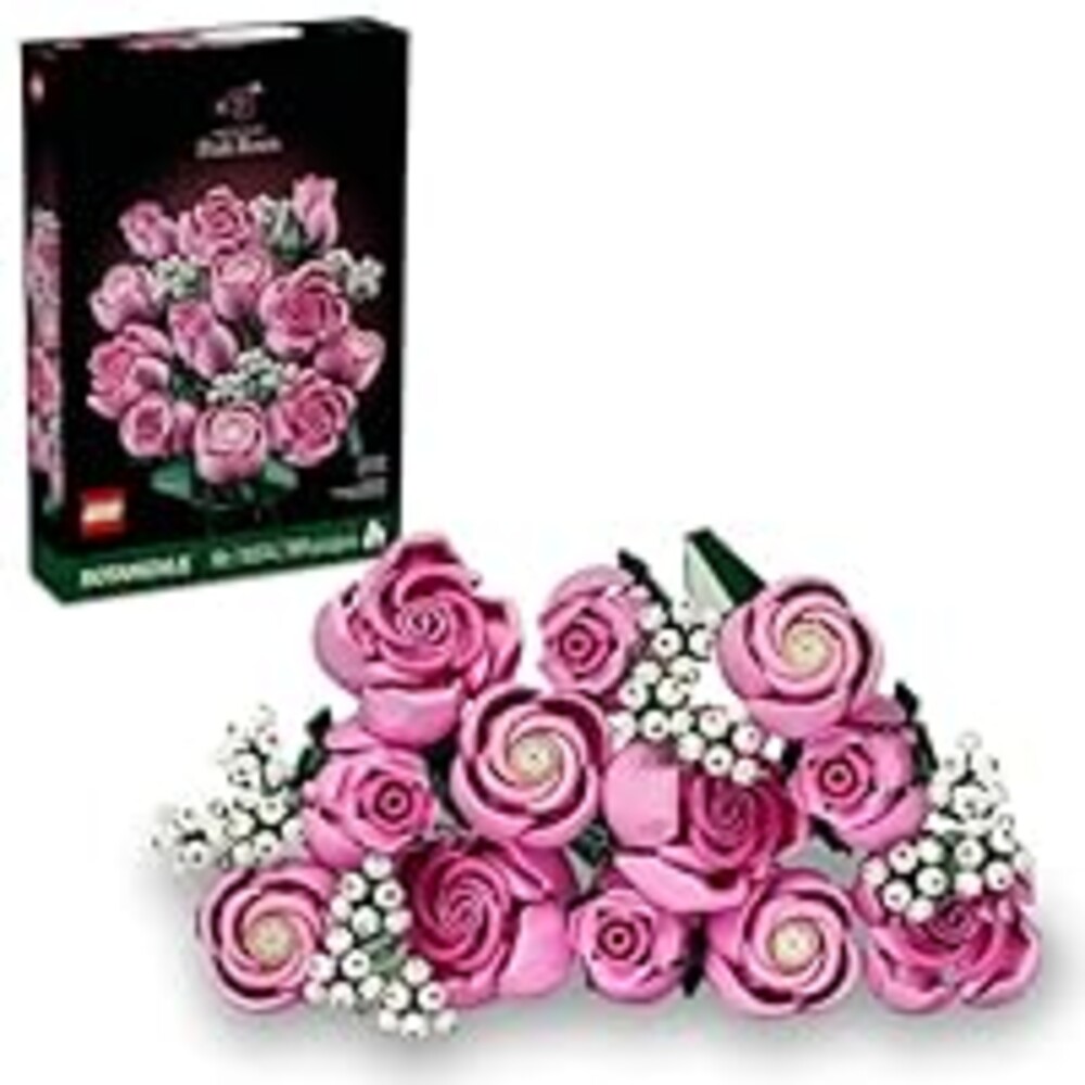 LEGO Botanicals Bouquet of Pink Roses Artificial Flowers - Building Blocks for Adults, Ages 18+ - Gifts for Birthdays for Her - Flowers for Home Office, Shelf or Room Decor - 10374