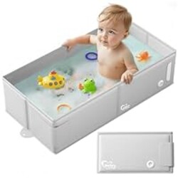 Baby Bathtub, Bath Essentials for Boys Girls, Collapsible & Portable Bathtub for 6M-3Y Infant Toddler, Baby Shower Gifts & Registry Search, Beach Vacation Travel Essential for Newborn, Toddler, Kids