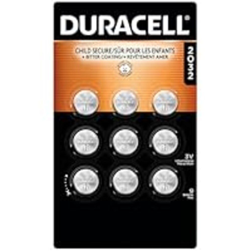 Duracell 2032 Lithium Battery, 9 Count (Pack of 1), Compatible with AirTag, Child Safety Features, Key Fob, CR2032 3V Cell