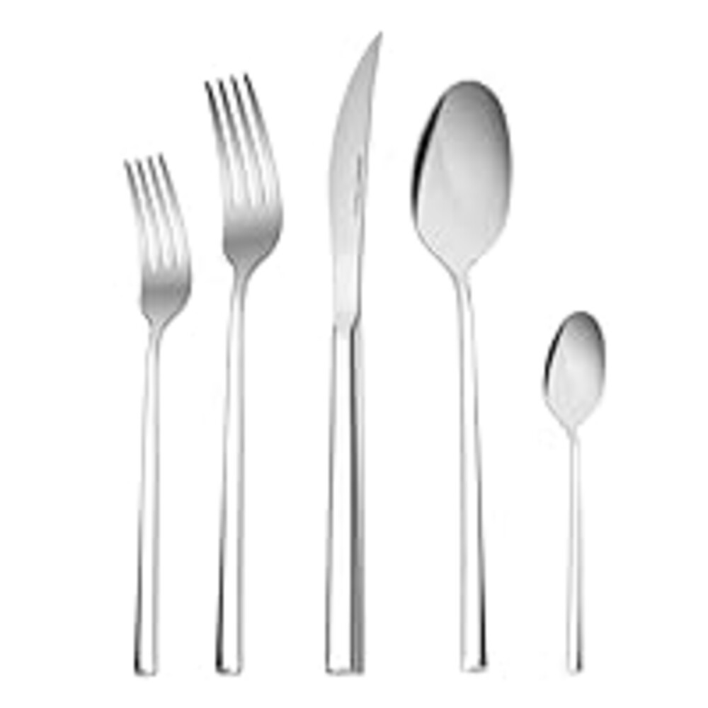 Karaca Tivoli Silver 30-Piece Cutlery Set, for 6 People, 18/10 Stainless Steel Cutlery Set, Heat Resistant, Corrosion Resistant, 3mm Thick, Silver