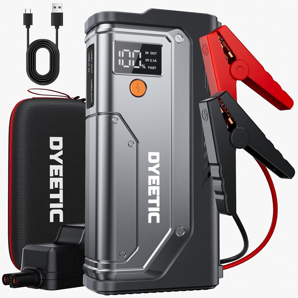 Car Jump Starter 5000A, Jump Starter Portable Battery Pack for 10.0L Gas and 8.0L Diesel Engines, 12V Lithium Jumper Box, Car Starter Booster with Power Bank, LED Light, Jumper Cable