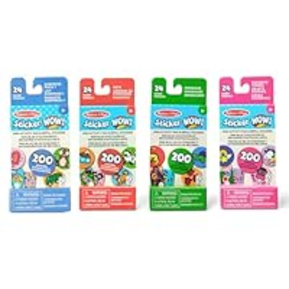 Melissa & Doug Sticker Wow!™ Mini Activity Pad and Refill Stickers 4-Pack (Dinosaur, Pets, Favorite Things, Surprise Pack 1) – 200 Stickers Each (800 Total) for Any Sticker Stamper (Not Included)