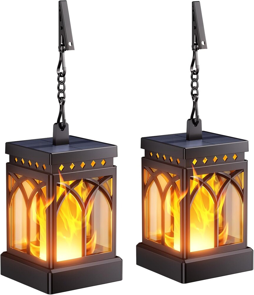 KOOPER Solar Lanterns Outdoor Waterproof, Two Modes Hanging Solar Lantern Lights for Outside, Auto ON/Off Lanterns Decorative Outdoor for Garden Table Yard Path Tree Patio Lawn Decor, Gifts, 2 Pack