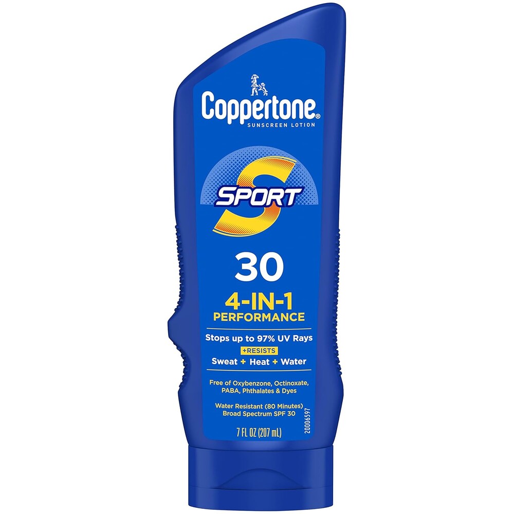 Coppertone SPORT Sunscreen SPF 30 Lotion, Water Resistant Sunscreen, Body Sunscreen Lotion, 7 Fl Oz | Lotion