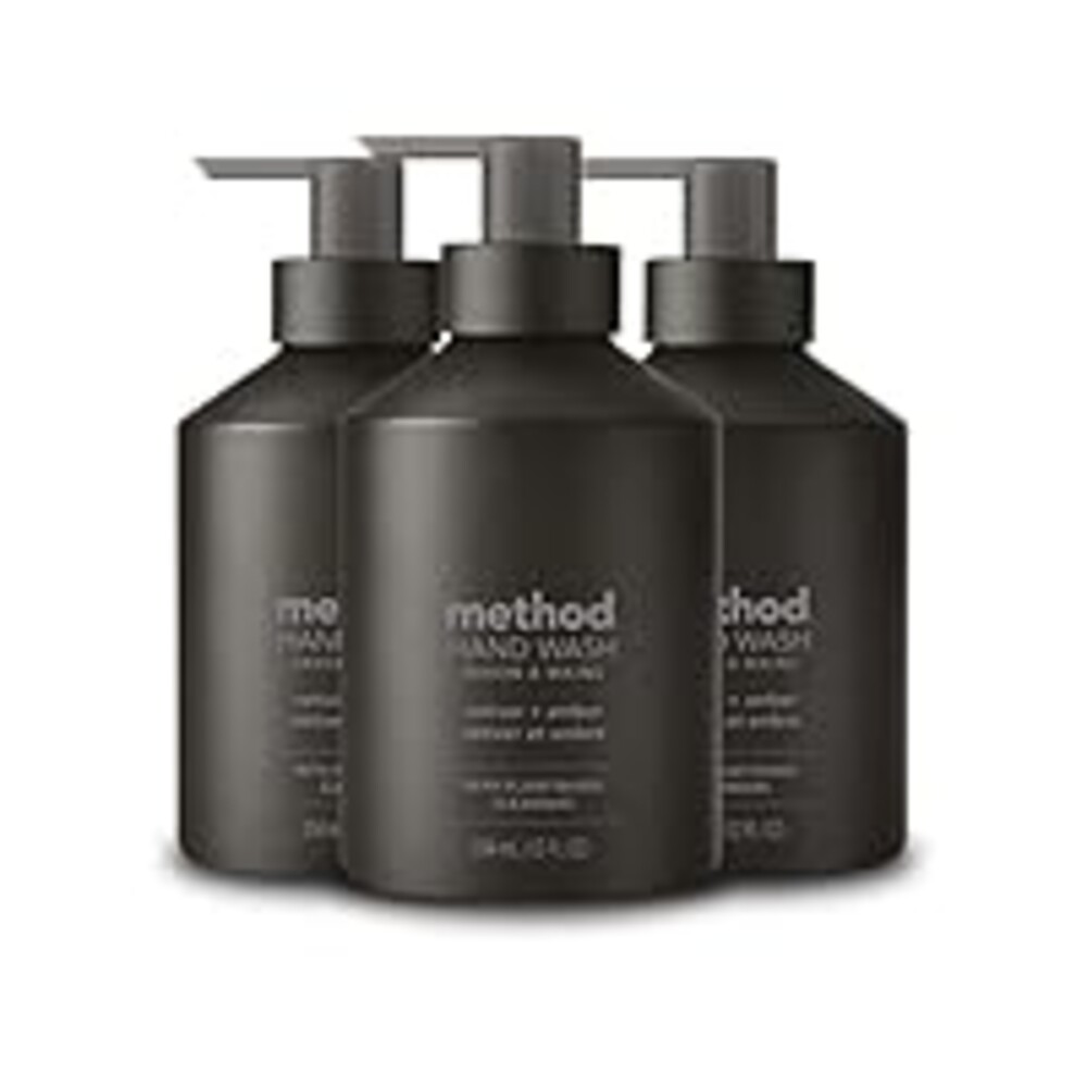 Method Gel Hand Soap, Vetiver + Amber, Reusable Black Aluminum Bottle, 12 oz (Pack of 3)
