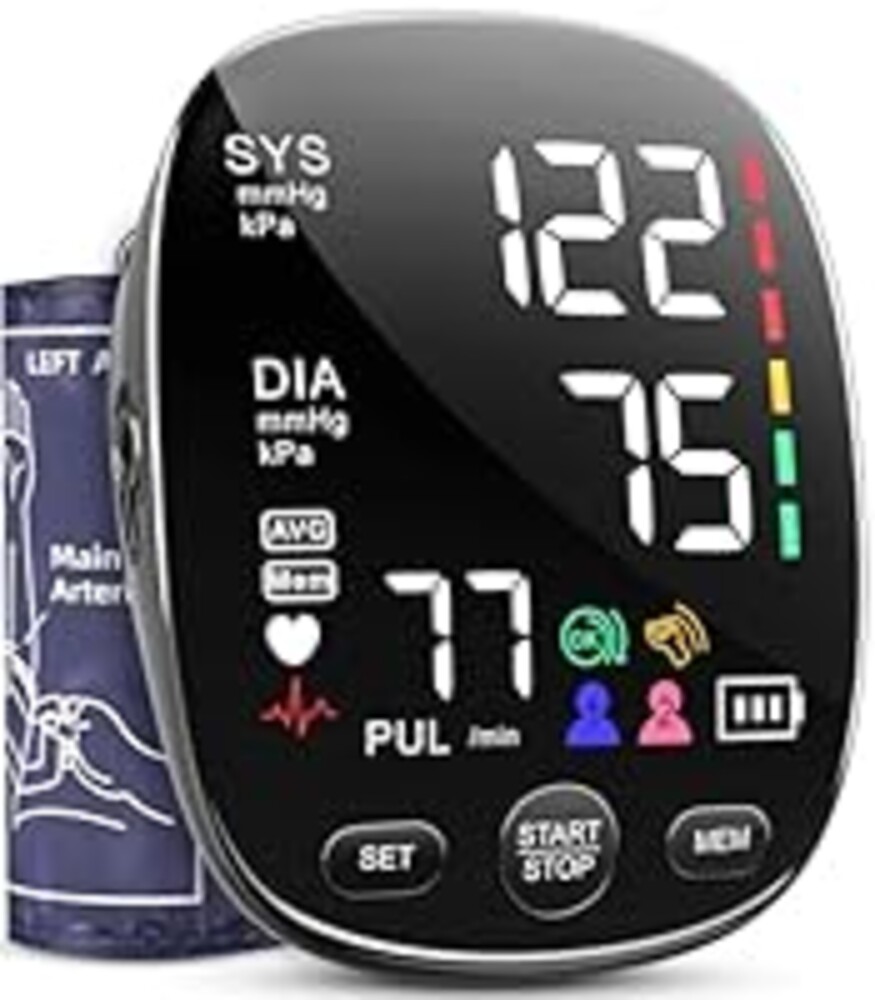 AILE Blood Pressure Monitor for Home Use, Automatic Upper Arm Blood Pressure Monitor - Skin-Friendly Blood Pressure Cuff for Adults - Extra-Large Colour Screen - Accurate BP Machine 2 * 120 Readings