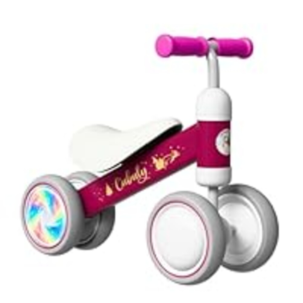 Cubuly Pink Baby Balance Bike for 1-3 Year – First Birthday Boy Girl Gifts 12-36 Month Mini Bike|Colorful Lighting Wheels|Ride on Toys |Toddler Balance Bike 1-3 Indoor/Outdoor