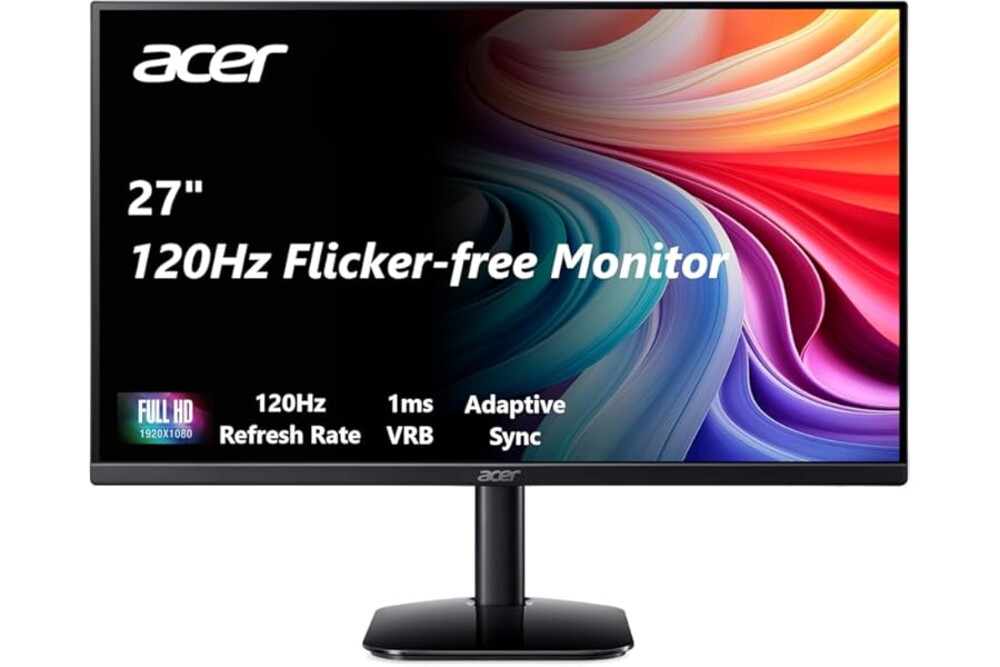 acer 27 Inch Monitor- KB272-27 Inch FHD IPS (1920 x 1080) Display, Up to 120Hz Refresh Rate, 99% sRGB, Tilt, Adaptive-Sync Su