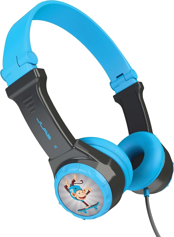 JLab JBuddies Folding Kids Wired Headphones, Toddler Headphones, Noise Isolation, Kids Safe, Volume Limiting Headphones, Headphones for Children, Gray/Blue