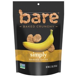 Bare Baked Crunchy Banana Chips, Simply Banana, Gluten Free, 2.7 oz Bag