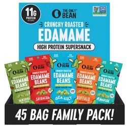 The Only Bean High Protein Snacks, Healthy Office Snacks, Healthy Snacks for Adults and Kids for Lunch, Vegan, Low Carb & Gluten Free - Edamame Beans Snack, Variety Pack - 0.9oz (Pack of 45)