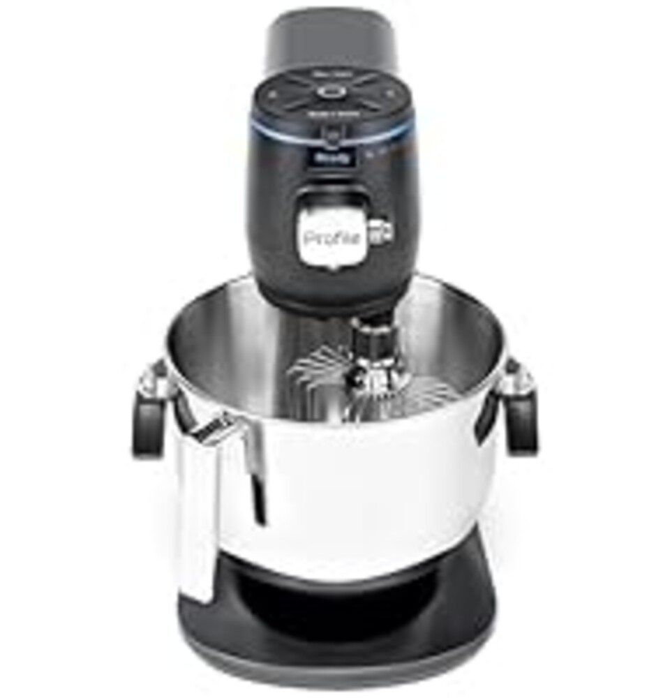 GE Profile Smart Stand Mixer, Built-In Smart Scale & Auto Sense Technology, 7qt Stainless Steel Bowl, 11 Speed, Includes Dough Hook, Beater, 11-Wire Whip, WiFi Connected, Carbon Black